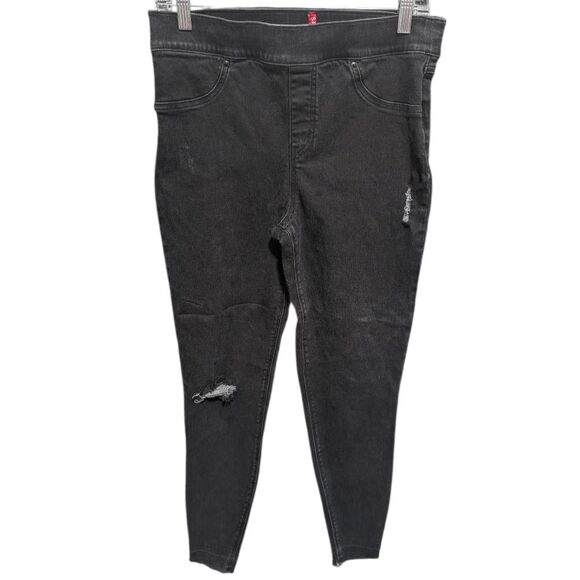 SPANX Distressed Vintage Skinny Jeans In Black Size Large - Picture 2 of 3